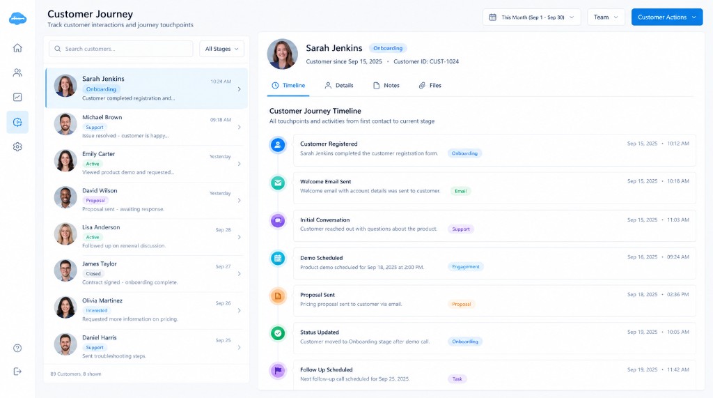 Customer journey timeline