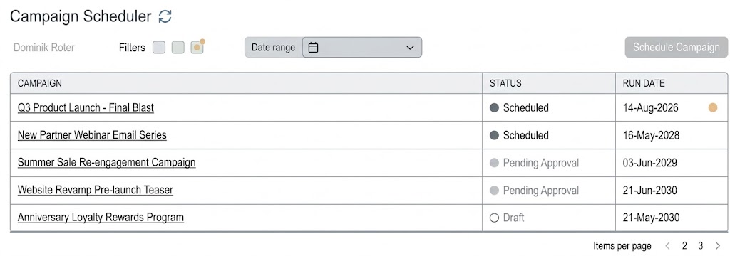Campaign scheduler